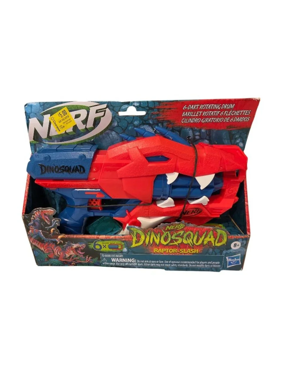 Nerf DinoSquad Raptor-Slash Dart Blaster 6-Dart Rotating Drum F2475 NIB